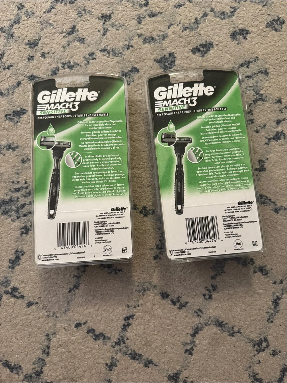 2 pack of Gillette Mach3 Sensitive Disposable Razors - Black (3 Pack)